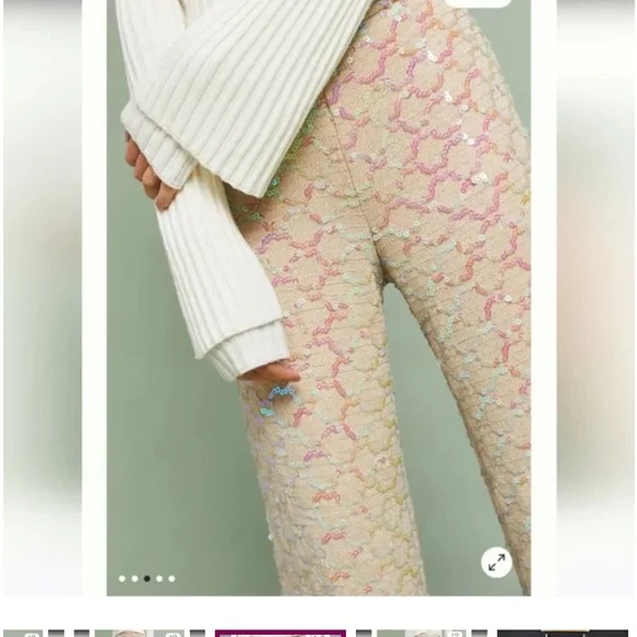 Anthropologie Cream Wide Leg Pants - Picture 2 of 5